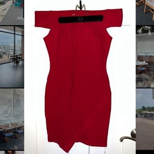 Red off the shoulder dress
